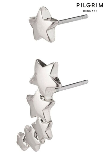 PILGRIM Silver Plated Recycled Ava Crawler Star Earrings (R82382) | £30
