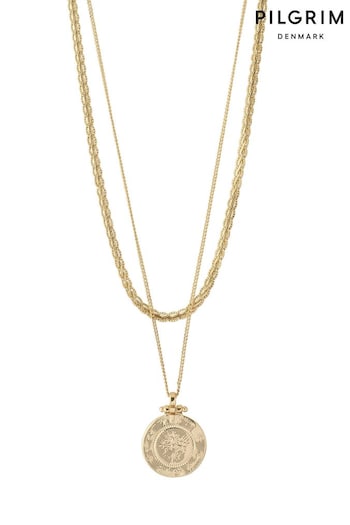 PILGRIM Gold Nomad 2 in 1 Coin and Rope Chain Necklace (R82399) | £32
