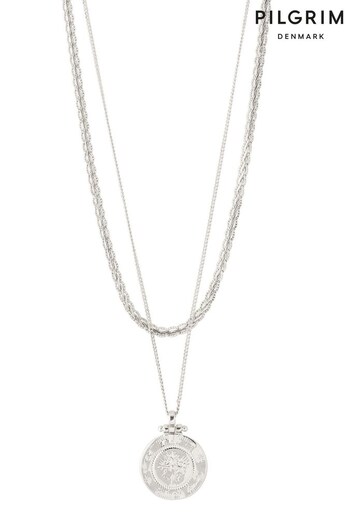PILGRIM Silver Nomad 2 in 1 Coin and Rope Chain Necklace (R82400) | £30