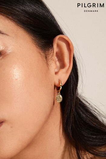 PILGRIM Gold Nomad Small Hoop Earrings with Coin Pendant (R82401) | £25