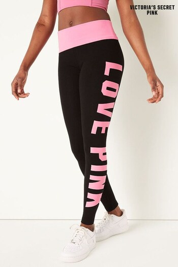 Victoria's Secret PINK Pure Black Foldover Full Length Legging (R82488) | £40