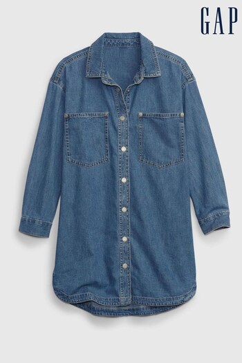 Gap Blue Denim Long Sleeve Shirt Dress (R82500) | £35