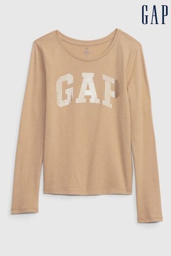 Gap Brown Reflective Logo Long Sleeve T-Shirt (R82507) | £10