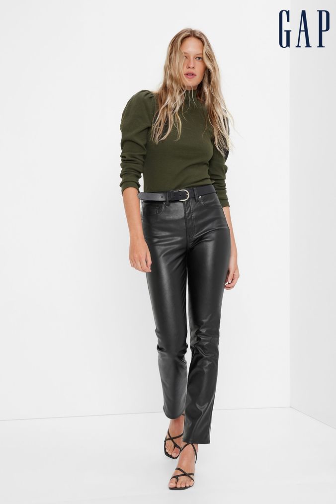 Gap Black High Waisted Slim Cigarette Faux-Leather Trousers (R82588) | £65