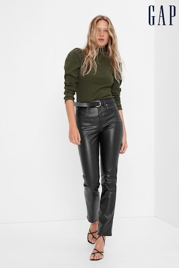 Gap Black High Waisted Slim Cigarette Faux-Leather Spa Trousers (R82588) | £65