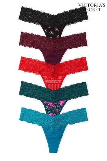 Victoria's Secret Black/Red/Green Thong Multipack Knickers (R83659) | £25