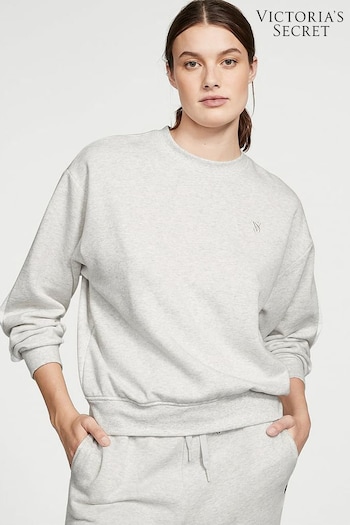 Victoria's Secret Snow Heather Grey Fleece Crew Sweatshirt (R83662) | £45