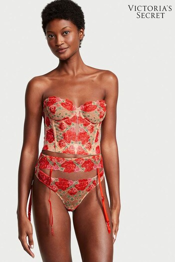 Victoria's Secret Tomato Red Embroidered Illuminating Blooms Garter (R83677) | £45