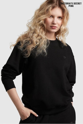 Victoria's Secret PINK Pure Black Fleece Oversized Sweatshirt (R83973) | £39