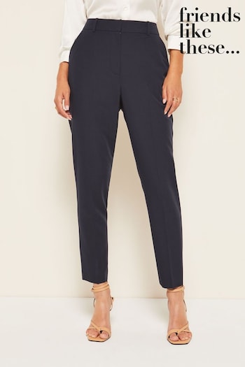Friends Like These Navy Blue Blue Petite Tailored Ankle Grazer Trousers (R84005) | £28