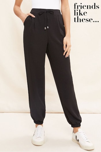 Friends Like These Black Petite Tie Front Woven Cuffed Joggers (R84064) | £30