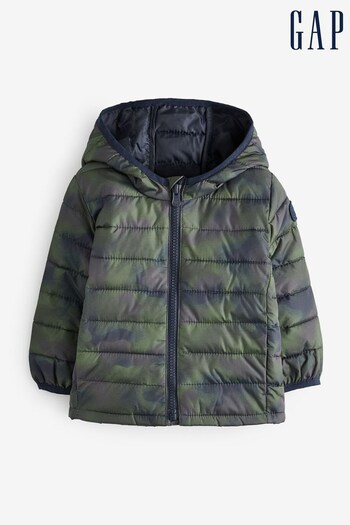 Gap Green Camo Water Resistant Recycled Lightweight Puffer Jacket (R84110) | £30