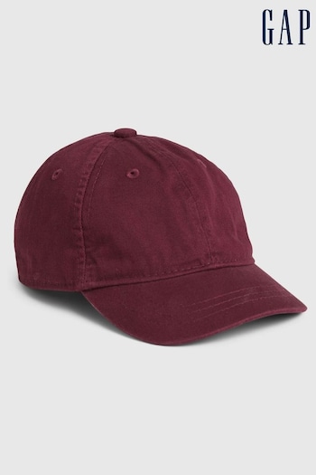 Gap Burgundy Toddlers Organic Cotton Washed Baseball Hat (R84118) | £10