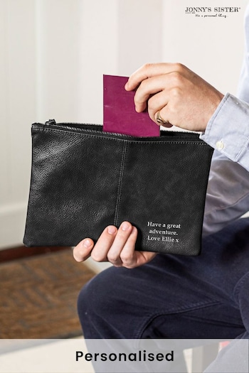 Personalised Black Nuhide Travel Pouch by Jonny's Sister (R84189) | £22