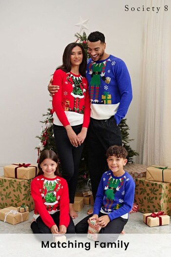 Society 8 Red Elf Matching Family Elf Christmas Jumper (R84213) | £25