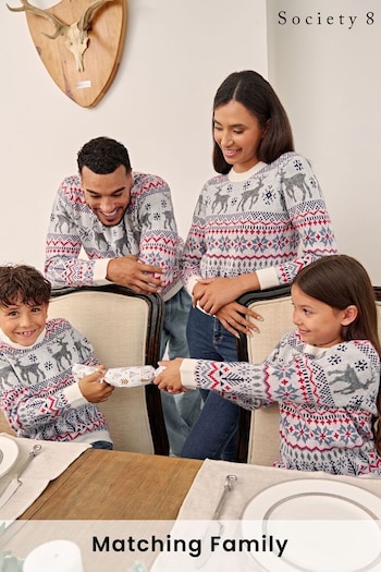 Society 8 White Lapland Matching Family Elf Christmas Jumper (R84533) | £25