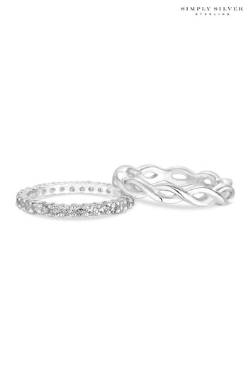 Simply Silver Sterling Silver 925 Cubic Zirconia Infinity Double Ring Set (R84954) | £40