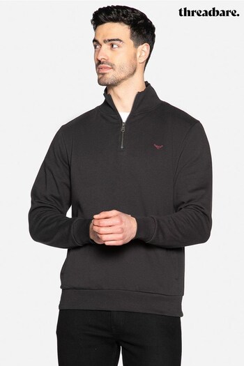 Threadbare Black Patrick Zip Neck Sweatshirt (R89243) | £18