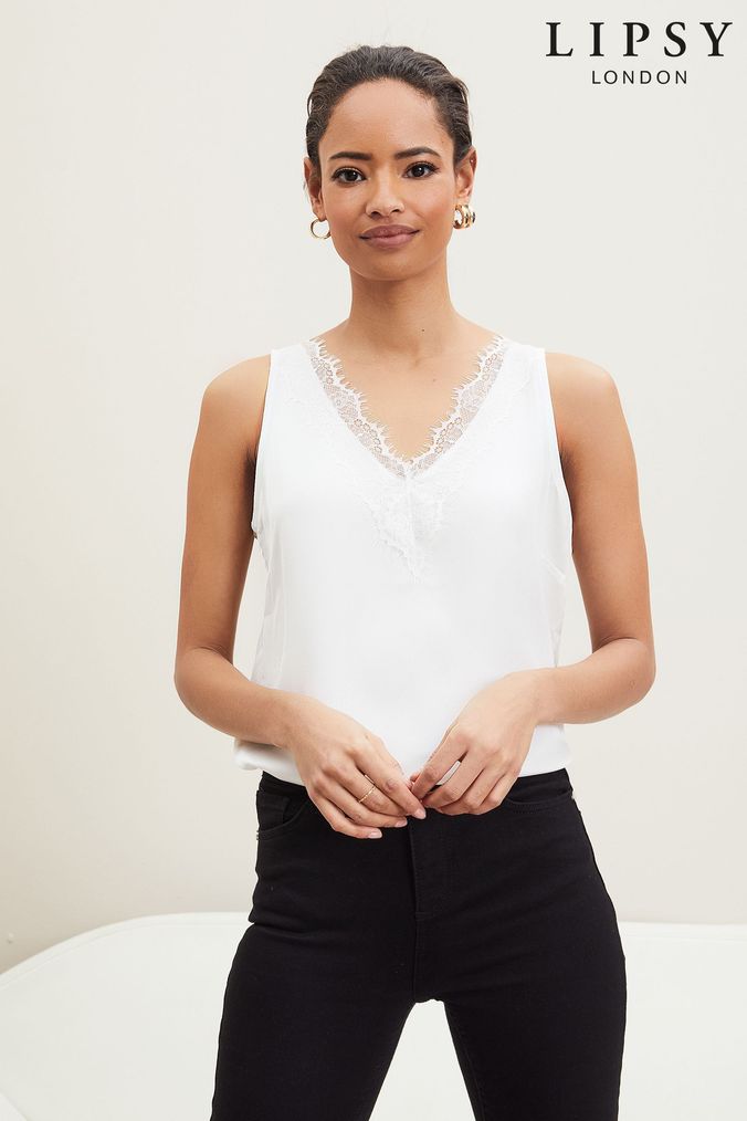 Buy Women s Vests White Lace Tops Online Next UK
