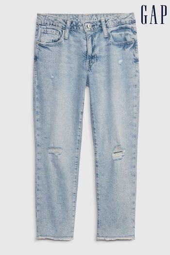Gap Vintage Wash Blue Distressed Girlfriend Lee Jeans (5-16yrs) (R90755) | £30