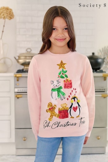 Society 8 Pink Matching Family Elf Christmas Jumper (R91061) | £20
