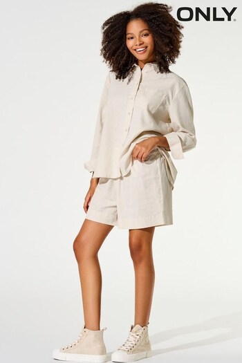ONLY Cream Linen Blend Shorts (R91241) | £25