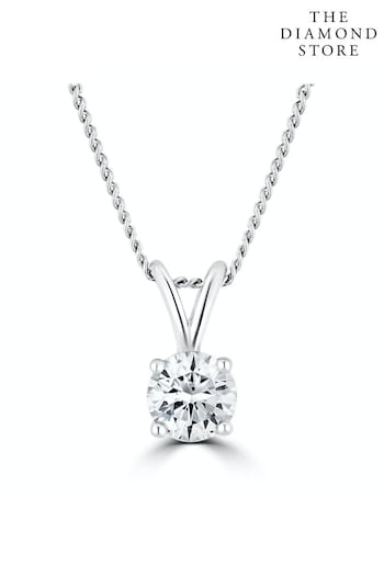 The Diamond Store 9K White Gold Lab Diamond Solitaire Necklace Pendant 0.25ct H/Si (R91398) | £239