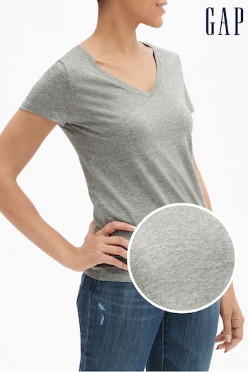 Gap Light Grey Favourite Short Sleeve V-Neck T-Shirt (R91641) | £10