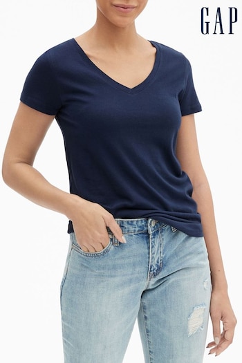 Gap Navy Blue Favourite Short Sleeve V-Neck T-Shirt (R91646) | £10