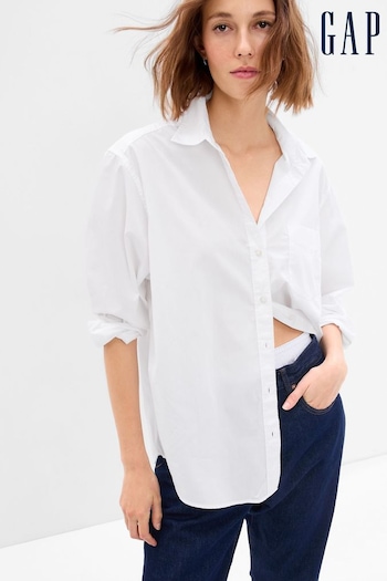 Gap White Organic Cotton Long Sleeve Oversized Shirt (R91654) | £40