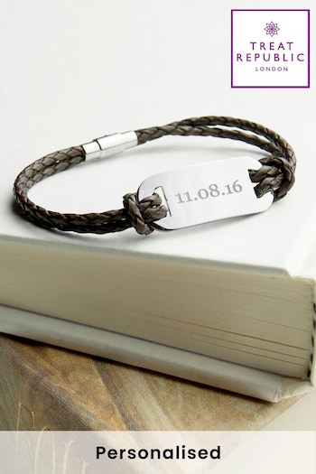 Personalised Leather Bracelet by Treat Republic (R92046) | £30