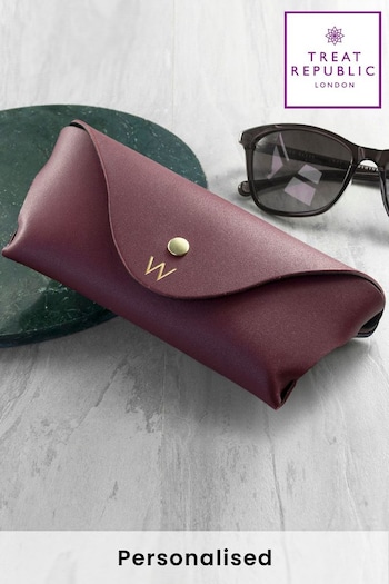 Personalised Leather Glasses Case by Treat Republic (R92093) | £35