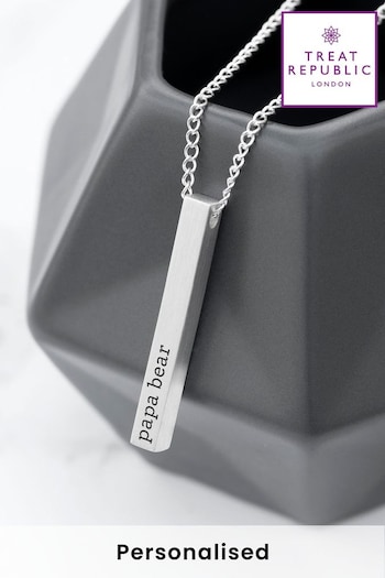 Personalised Men's Necklace Silver by Treat Republic (R92110) | £29
