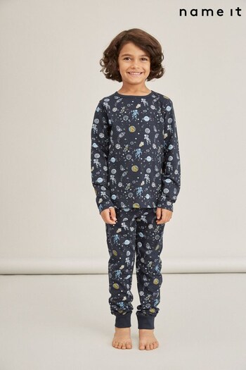 Name It Navy Space Print Long Sleeve Pyjama Set (R92157) | £16