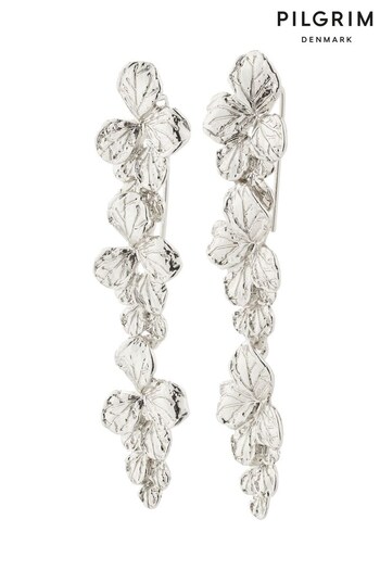 PILGRIM Silver Echo Recycled Flower Dangle Earrings (R92192) | £30