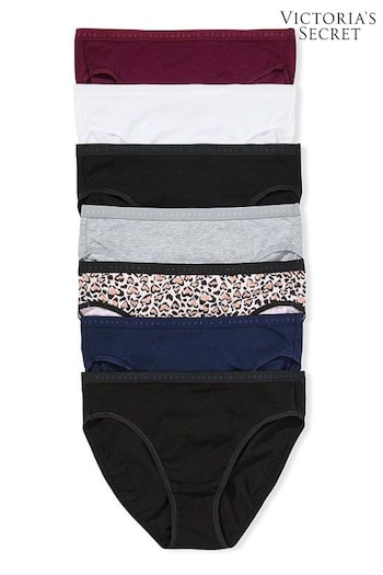 Victoria's Secret Black/White/Blue/Grey/Purple/Leopard Cotton Bikini Knickers 7 Pack (R92273) | £35