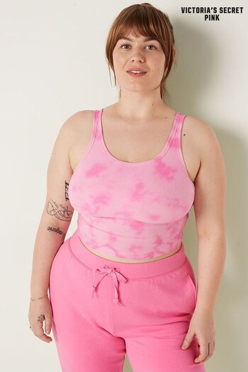 Victoria's Secret PINK Dreamy Tie Dye Pink Crop Tank Top (R92659) | £20