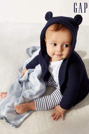 Gap Navy Blue Knitted Brannan Bear Cardigan - Baby (Newborn - 24mths) (R92908) | £18