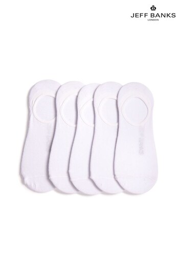 Jeff Banks White Mens Invisible Trainer Socks Five Pack (R92989) | £14
