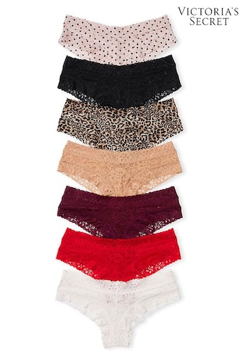 Victoria's Secret Black/Leopard/Red/Nude/Pink/White Lace Knickers Multipack (R93393) | £35