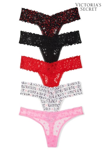 Victoria's Secret Black Thong Lace Knickers 5 Pack (R93418) | £25