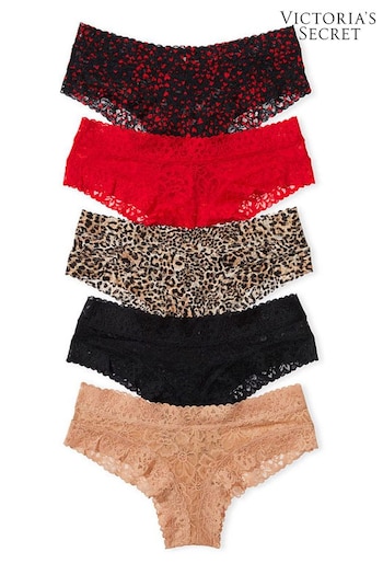 Victoria's Secret Black/Red/Nude/Leopard Cheeky Lace Knickers Multipack (R93419) | £25