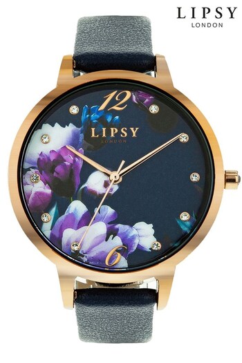 Lipsy Navy Floral Watch (R93469) | £35