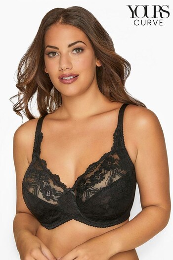 Yours Curve Black Stretch Lace Non-Padded Underwired Bra (R93476) | £20