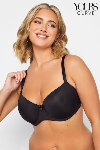 Yours Curve Black Moulded T-Shirt faux-shearling Bra (R93496) | £20