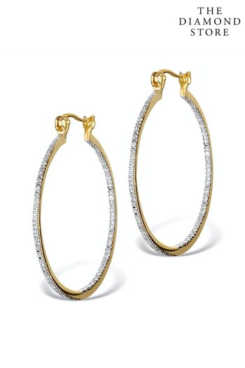The Diamond Store Gold Diamond Hoop Earrings 35mm (R93521) | £130