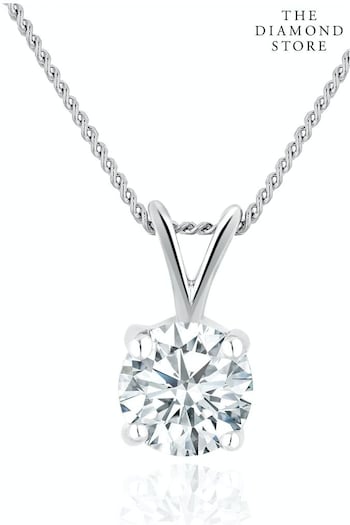 The Diamond Store Lab Diamond Solitaire Pendant Necklace 0.50ct H/Si in 9K White Gold (R93529) | £499
