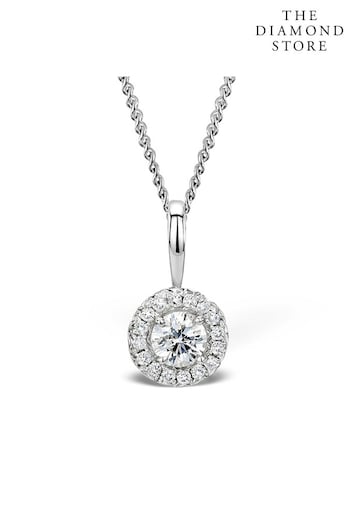 The Diamond Store Ella 0.30ct Halo Lab Diamond and 9K White Gold Pendant (R93531) | £339