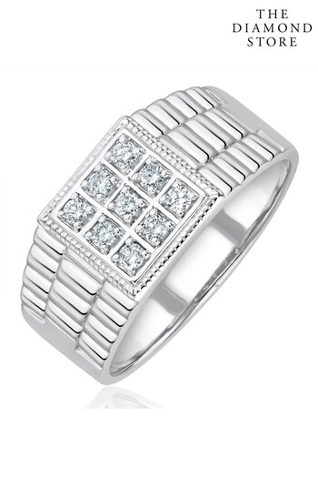 The Diamond Store White Mens Lab Diamond Design Ring 0.25ct H/Si in Sterling Silver (R93533) | £199