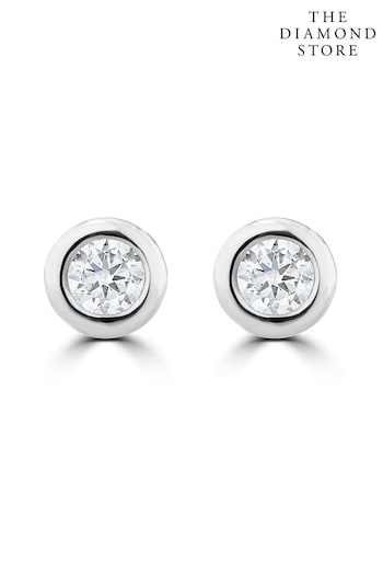 The Diamond Store 0.20ct Lab Diamond Rub Over Stud Earrings in 9K White Gold  4.6mm (R93535) | £199